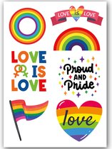 Tijdelijke Tattoo Pride #2 (A5 formaat) [Temporary tattoo volwassenen kinderen - Fake Neptattoo - Festival Glitters - Gay Pride Month LGBTQ Regenboog Rainbow Pride Week]