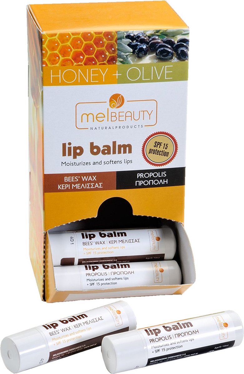 MelBeauty Natuurlijk verzorgende Lippen balsem Propolis Honey Olive SPF15 4gr | Natuurlijke Lippenbalsems
