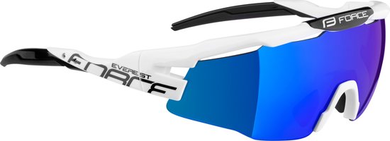 FORCE EVEREST Matt Wit Polarized Sportbril met UV400 Bescherming en Flexibel TR90 Frame - Unisex & Universeel - Sportbril - Zonnebril voor Heren en Dames - Fietsaccessoires - Blauw