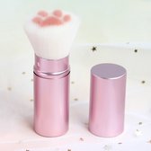 Make-up Kwast met Kattenpootje – Intrekbare Kwast voor Highlighter, Blush, Bronzer & Poeder – Roze