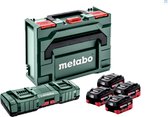 Metabo basisset 4x LiHD accupack 18 V 10.0 Ah Li-Ion accu CAS systeem ( 685143000 ) + dubbele oplader ASC 145 DUO + metaBOX