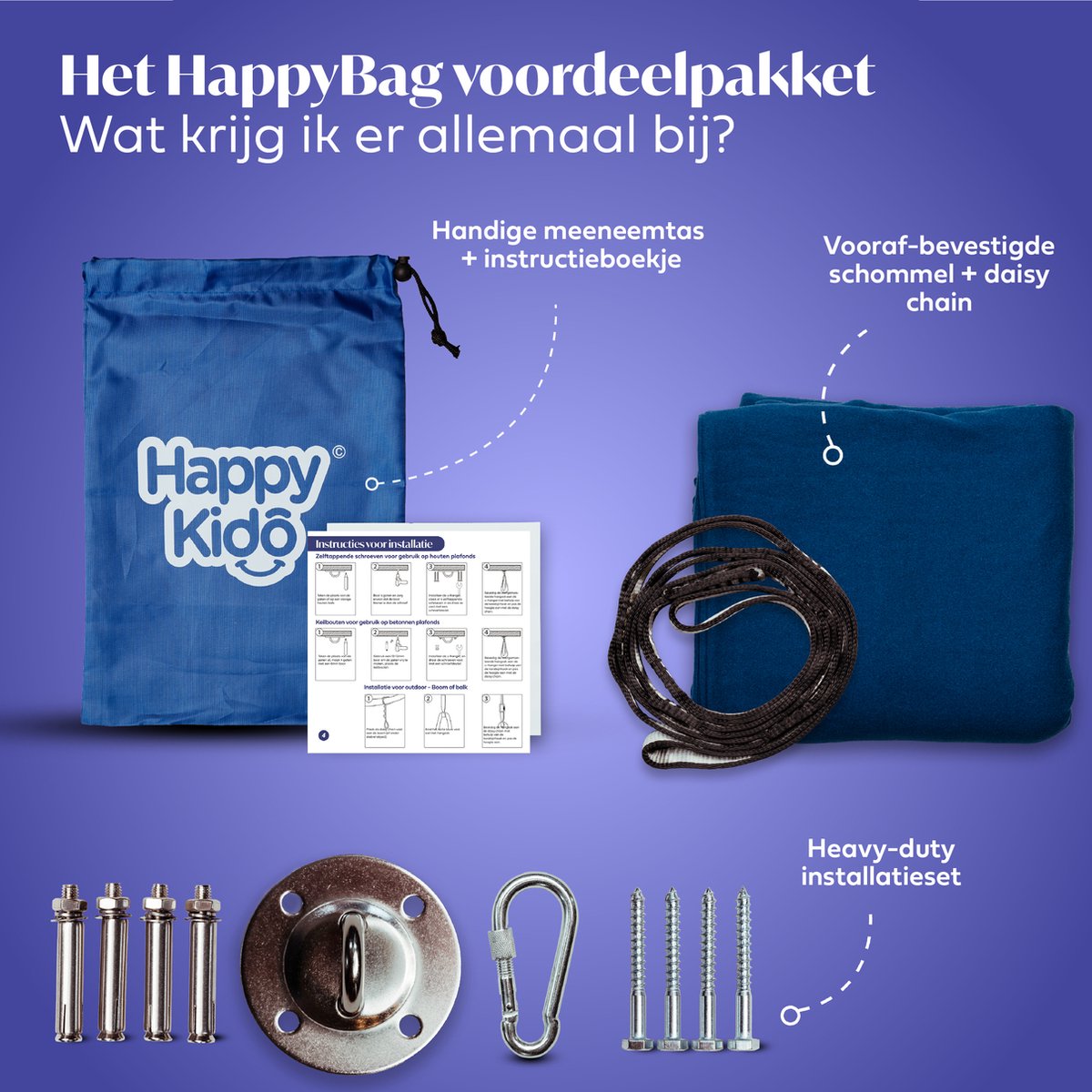 HappyBag Sensorische Hangschommel Voor Kinderen - Indoor en Outdoor -  Schommel &... | bol