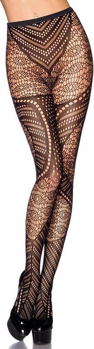 Goedkoopste Zwarte open gewerkte fantasie panty - Tess