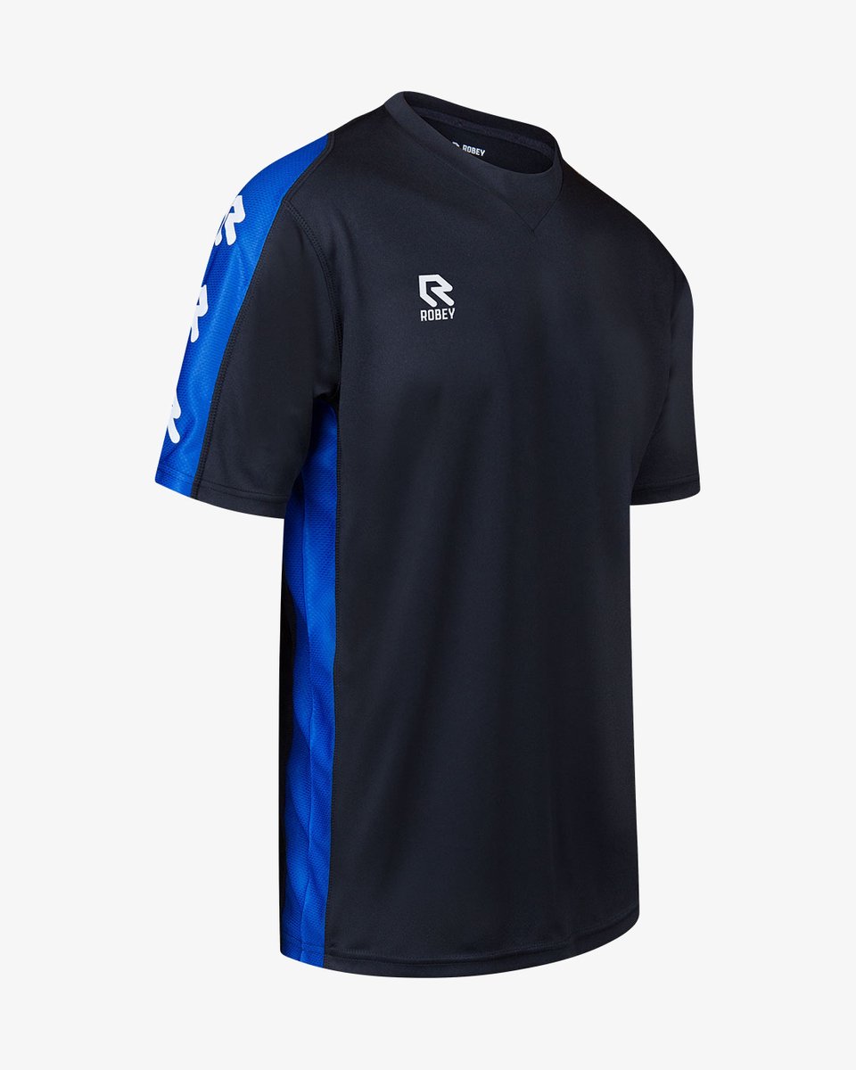 Robey Performance Shirt Korte Mouw Kinderen - Zwart / Royal | Maat: 140