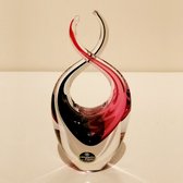 Glas Sculptuur 'Flame' rood/zwart