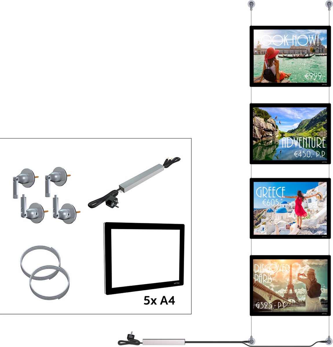 Artiteq Schilderij Ophangsysteem 5x A4 All-in-one Display It Led Fixed