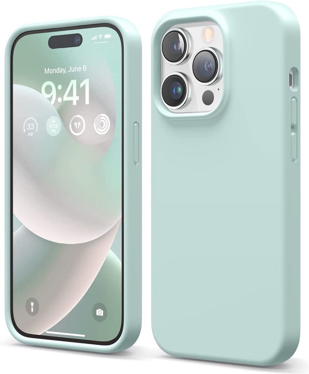 Hoesje Geschikt voor iPhone 14 Pro Max - zacht siliconen - Liquid Backcover - mint