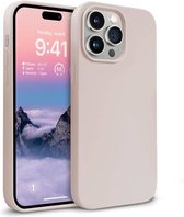 Hoesje Geschikt voor iPhone 14 Pro Max - zacht siliconen - Liquid Backcover - zand roze