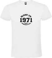 Wit T-Shirt met “Made in 1971 / 100% Original “ Afbeelding Zwart Size XXXXXL