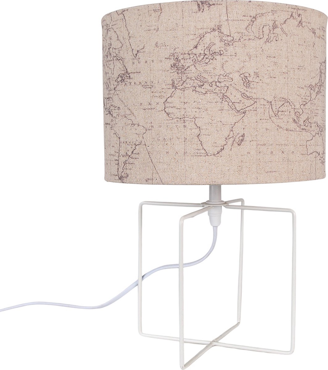 Clayre & Eef Tafellamp Ø 22x34 cm Beige Wit IJzer