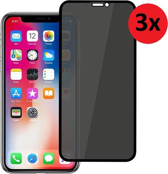 Geschikt voor iPhone 11 Pro Max - Screenprotector - Xs Max Privacy Screen Protector 3x Bescherm Glas