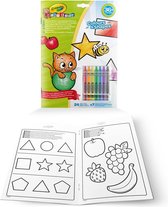 Crayola - Mini Kids - Kleurboek - Album met Kleuren & Vormen - 24 Kleurplaten en 7 Waskrijtjes