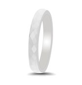 Witte ring keramisch - Hamerslag glanzende structuur Mauro Vinci Unisex ringen - met geschenkverpakking - maat 12