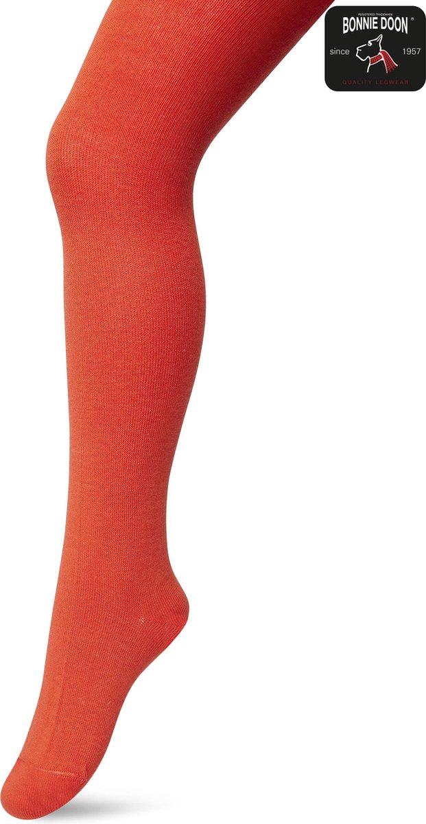 Bonnie Doon Biologisch Katoenen Maillot Meisjes Oranje maat 128/134 - Kinder Maillot - OEKO-TEX gecertificeerd - Bio Cotton Tights - Duurzaam Huidvriendelijk Bio Katoen - Fijne pasvorm - Gladde Naden - Oranje/Rood - Poinciana - BP053900.324