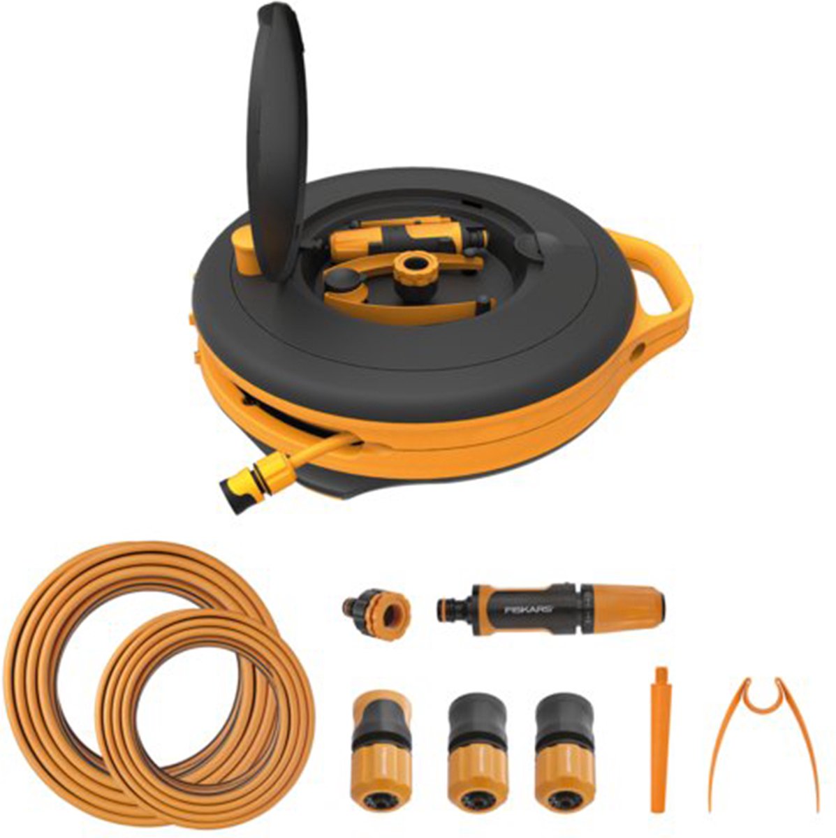Fiskars Slanghaspel S + Wandbevestiging set - 15 Meter