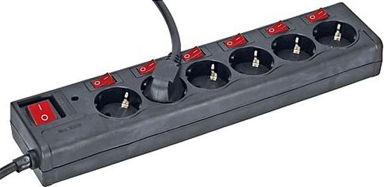 LogiLink 19 inch PDU stekkerdoos 8-voudig zwart met