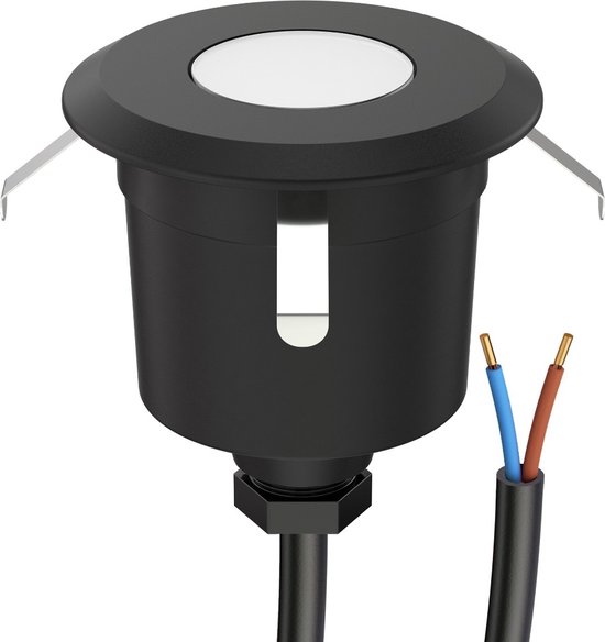 2 stuks led-vloerlamp, RUNDA padmarkering voor buiten, IP67, 4-vlammen, aluminium, rond, 70 mm , koud wit