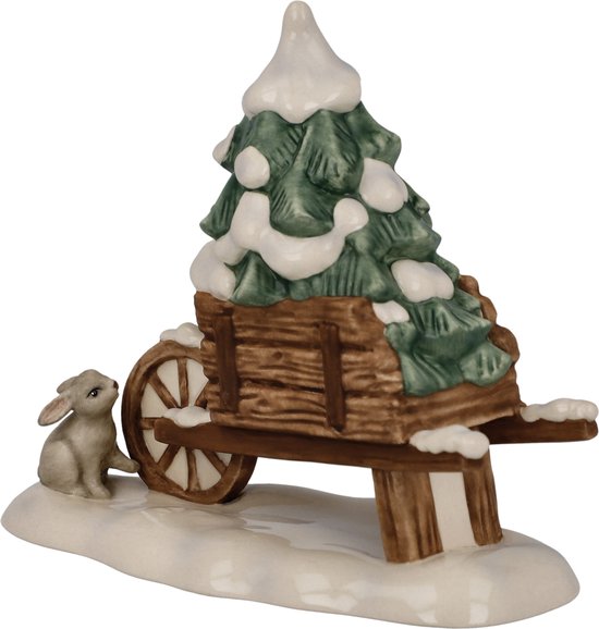 Goebel - Kerst | Decoratief beeld / figuur Kruiwagen | Aardewerk - 12cm