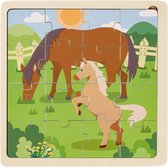 Playtive Houtenpuzzel 18 x 18 x 1 cm paard met veulen