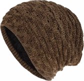 ASTRADAVI Beanie Hat - Muts - Warme Gebreide Unisex Winter Mutsen met Fluwelen Hoofd-en Oorwarmers - Bruin