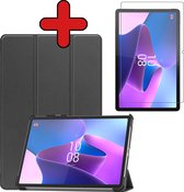 Hoes Geschikt voor Lenovo Tab P11 Pro Hoes Book Case Hoesje Trifold Cover Met Uitsparing Geschikt voor Lenovo Pen Met Screenprotector - Hoesje Geschikt voor Lenovo Tab P11 Pro Hoesje Bookcase - Zwart