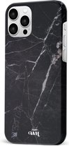 xoxo Wildhearts Marble Black Mood - Single Layer - Hardcase hoesje geschikt voor iPhone 12 Pro Max hoesje zwart - Zwarte shockproof case geschikt voor Apple iPhone 12 Pro Max hoesje marmer - Zwart