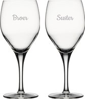 Gegraveerde witte wijnglas 34cl Broer-Suster