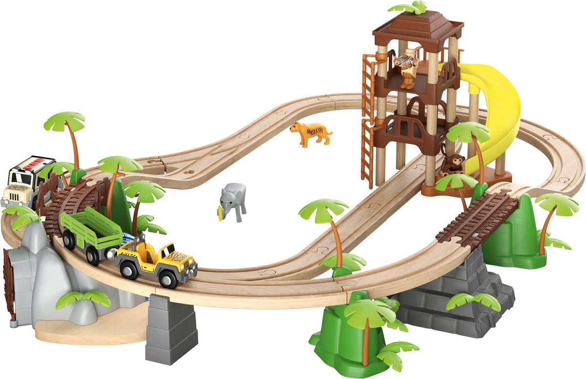 Set De Chemin De Fer En Bois Playtive – Jeu De Construction, 2 Ans+, Fabriqué En France, Neuf