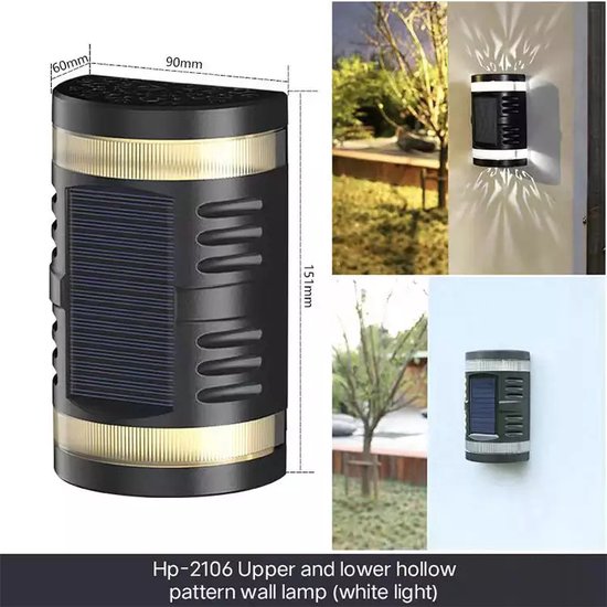 Solar Wand Tuinverlichting - Tuinverlichting op zonne-energie - Solar Wandlamp voor buiten - Warm Wit licht - Waterproof - Merkloos