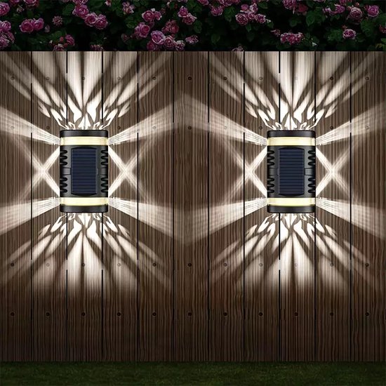 Solar Wand Tuinverlichting - Tuinverlichting op zonne-energie - Solar Wandlamp voor buiten - Warm Wit licht - Waterproof - Merkloos