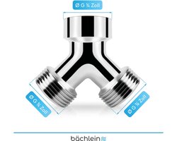 Bächlein Y-Verdeler van messing voor gebruik in huis en tuin - 2-weg Y-verdeler voor een G 3/4" wateraansluiting