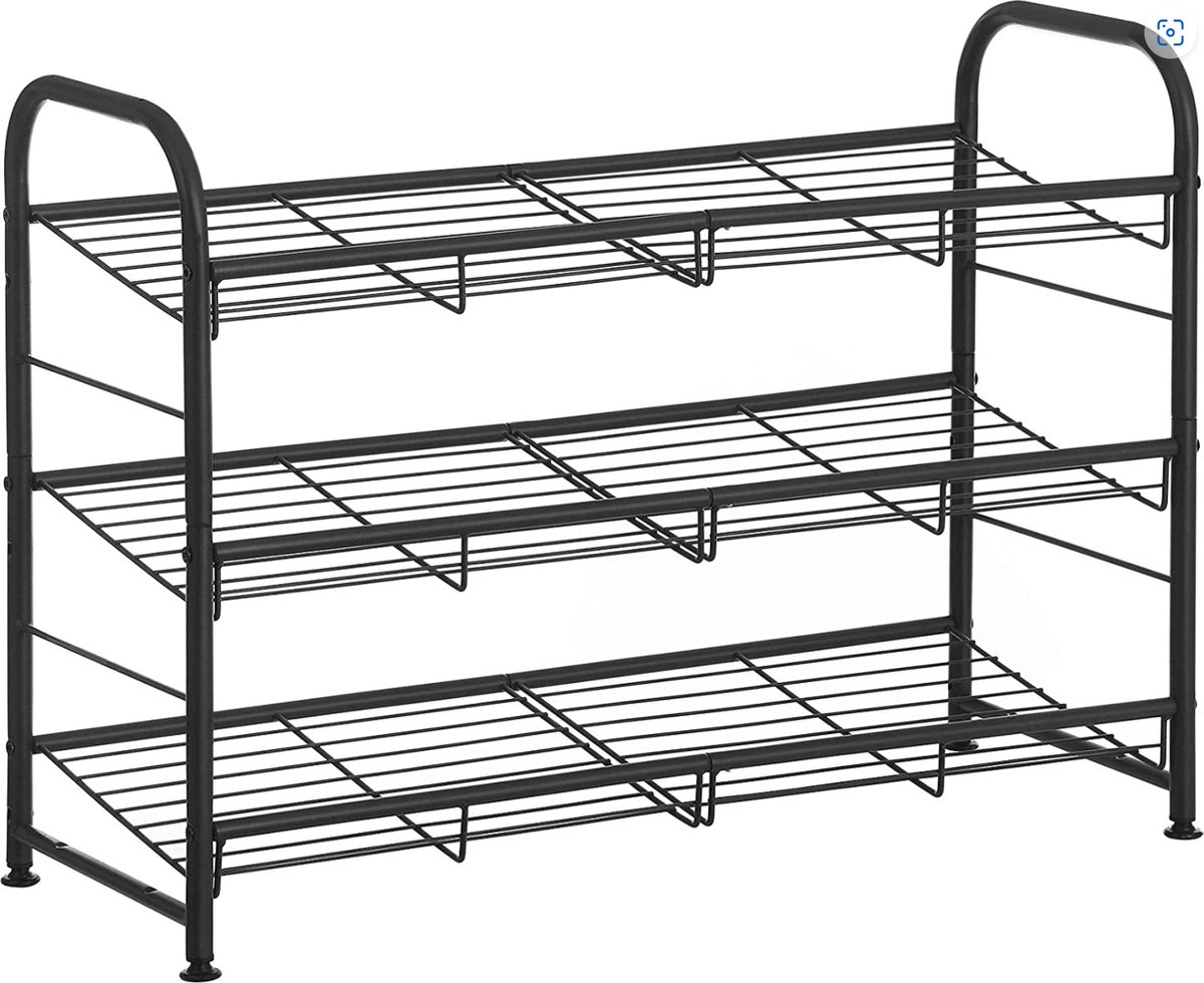 MIRA Home - Schoenenrek - Schoenenbank - Zwart - Staal - 68.5x27.5x49.5cm