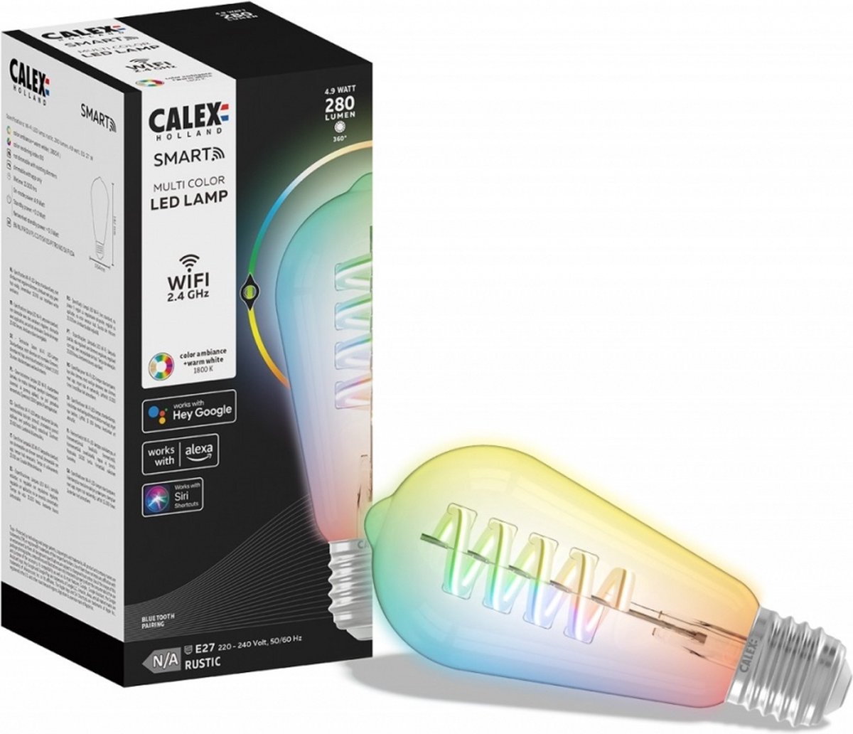 Calex Ampoule Intelligente - Éclairage à Filament LED Wifi - Source de  lumière Claire