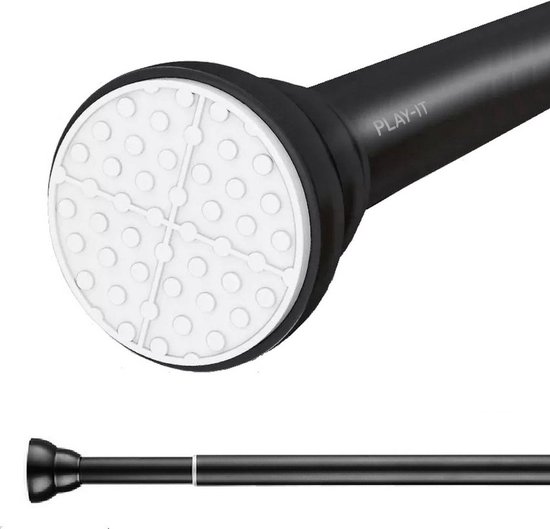 Tringle à rideaux extensible PLAY-IT noire avec embouts antidérapants et montage sans perçage.