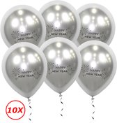 Happy New Year Oud En Nieuw Versiering 2024 Nieuw Jaar Feest Artikelen Zilveren Decoratie Helium Ballonnen Zilver – 10 Stuks