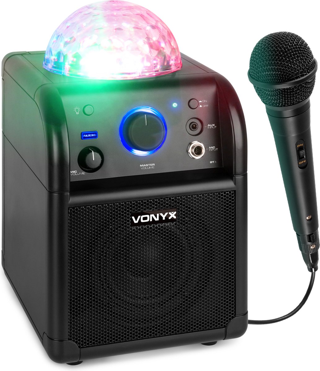 Karaoke set met microfoon - Vonyx SBS50B - met Bluetooth, accu & discobal  discolicht ... | bol.com