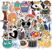 Winkrs - 50 leuke katten stickers - Stickers Voor laptop, muur, deur, koffer, schriften, etc.