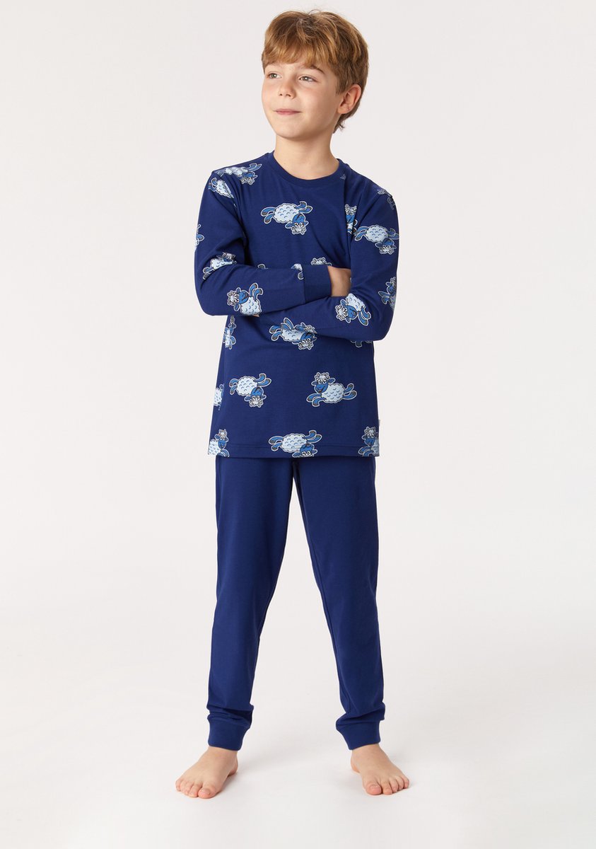 Woody pyjama velours garçon/homme - bleu foncé - mouton - 222-1-PLC- V/869  - taille 116