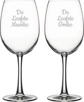 Gegraveerde Rode wijnglas 46cl De Leafste Muoike-De Leafste Omke