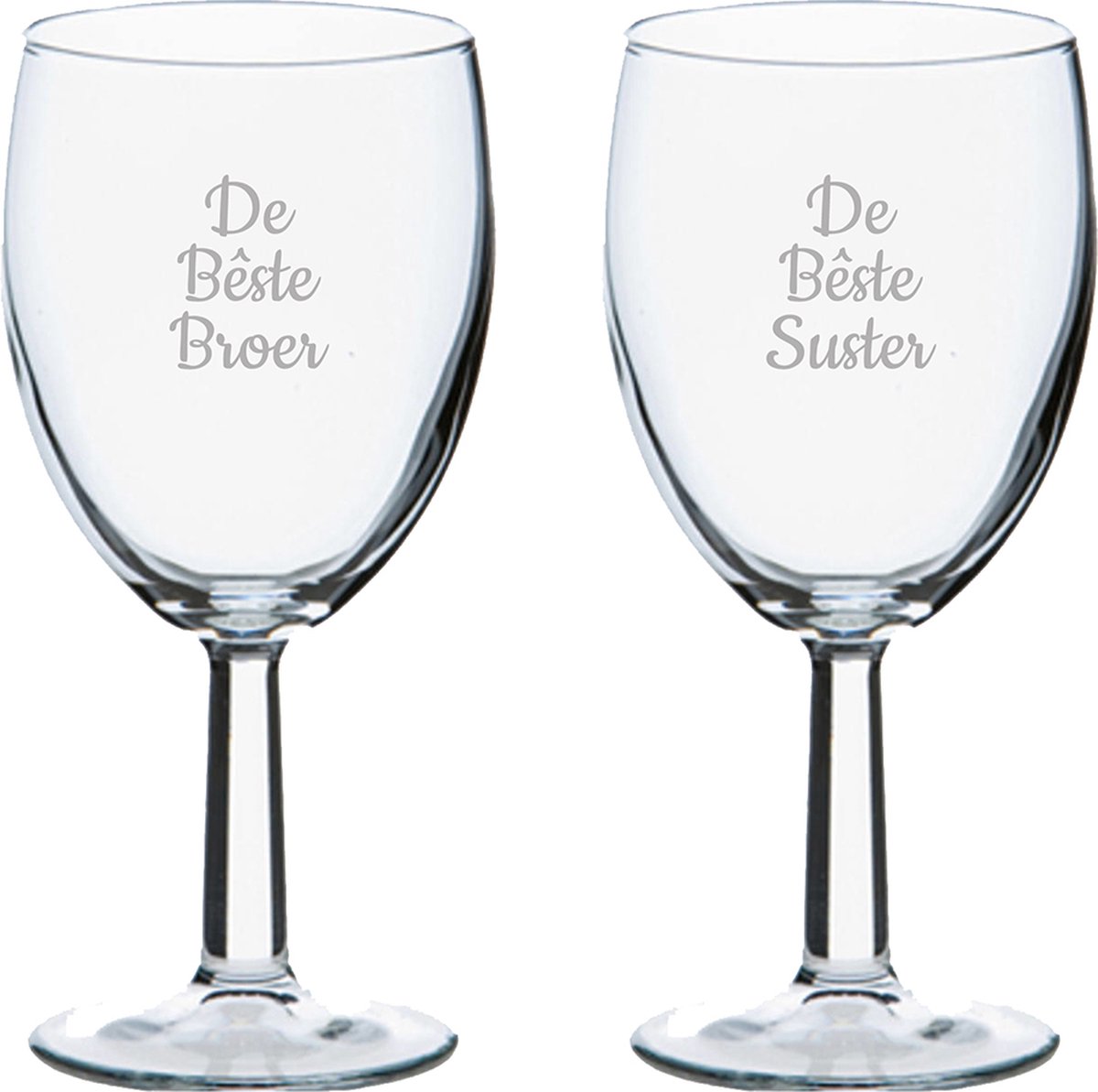 Gegraveerde wijnglas 24,5cl De Bêste Broer- De Bêste Suster