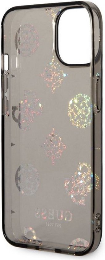Glitter arrière à paillettes Guess 4G Peony pour Apple iPhone 14 Plus (6,7") - Zwart