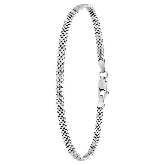 Lucardi Dames Gerecycled zilveren armband fantasie - Armband - 925 Zilver - Zilverkleurig - 18 cm