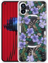 Nothing Phone (1) Hoesje Purple Flowers - Designed by Cazy