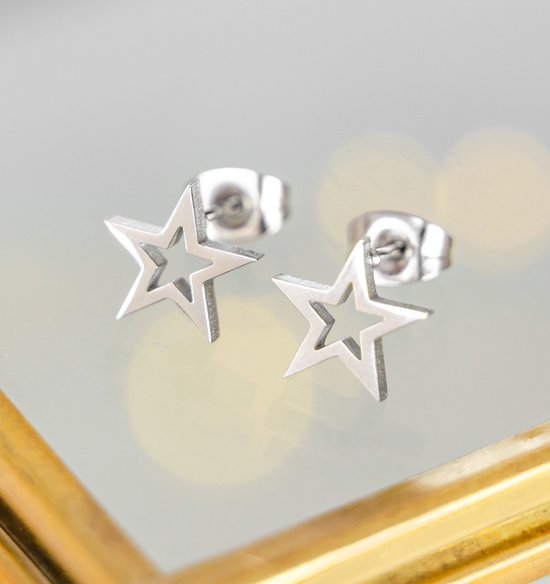 KAYA Sieraden Kerst Oorbellen met Ster 'Shine Bright' Stainless