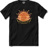 Flower Power - Radiate Good Energy - Vintage aesthetic - T-Shirt - Meisjes - Zwart - Maat 12 jaar