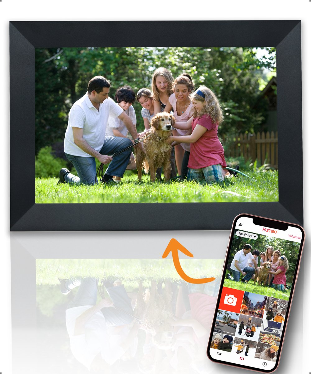 Bol.com Pora&Co - Digitale fotolijst met WiFi en Frameo App - 15.6 inch - Pora – HD+ -IPS Display – Zwart - Micro SD – Touchscreen aanbieding