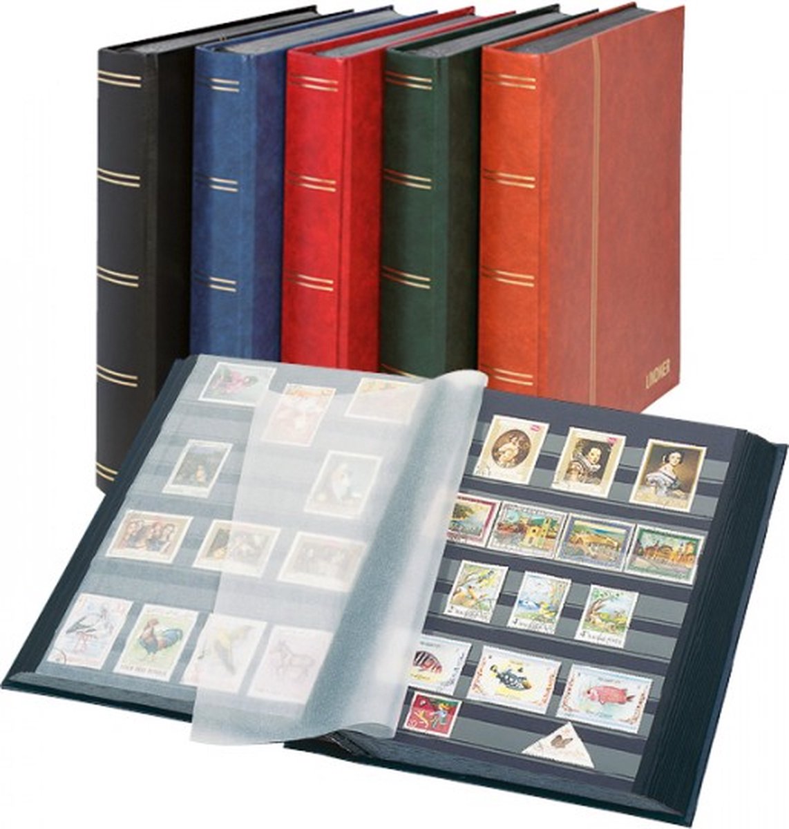 Prophila Album De Timbres 64 Pages Noires – 9 Pochettes/page, Couverture Matelassée Verte, Luxe, 23 X 30,5 Cm