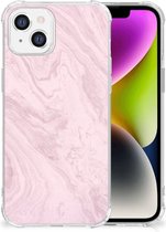 Smartphone hoesje Geschikt voor iPhone 14 Telefoonhoesje met tekst met transparante rand Marble Pink