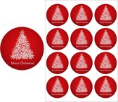 Sluitsticker - Sluitzegel – Merry Christmas / Happy New Year | Wit – Rood – Kerstboom | Winter - Kerst - Merry Christmas – Feestdagen | Envelop – Cadeau – Cadeauzakje – Gift | Luxe verpakken | DH Collection