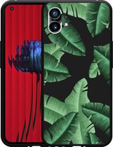 Nothing Phone (1) Hoesje Zwart Palm Leaves - Designed by Cazy